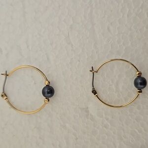 SET: MONET Gold and Blue/Black Faux Pearl Necklace & Earrings